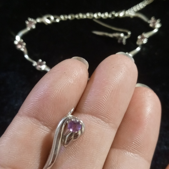 Tennis bracelet sterling 925 bracelet with a angel wing earring & amethyst. - Picture 4 of 8